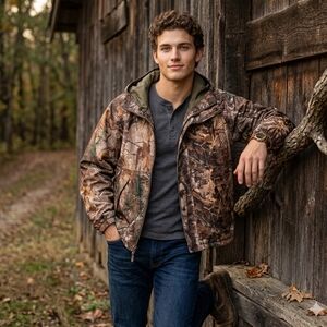 Vintage Herter's Mens‎ Size XL Hunting Realtree Camouflage Hooded Outdoor Jacket